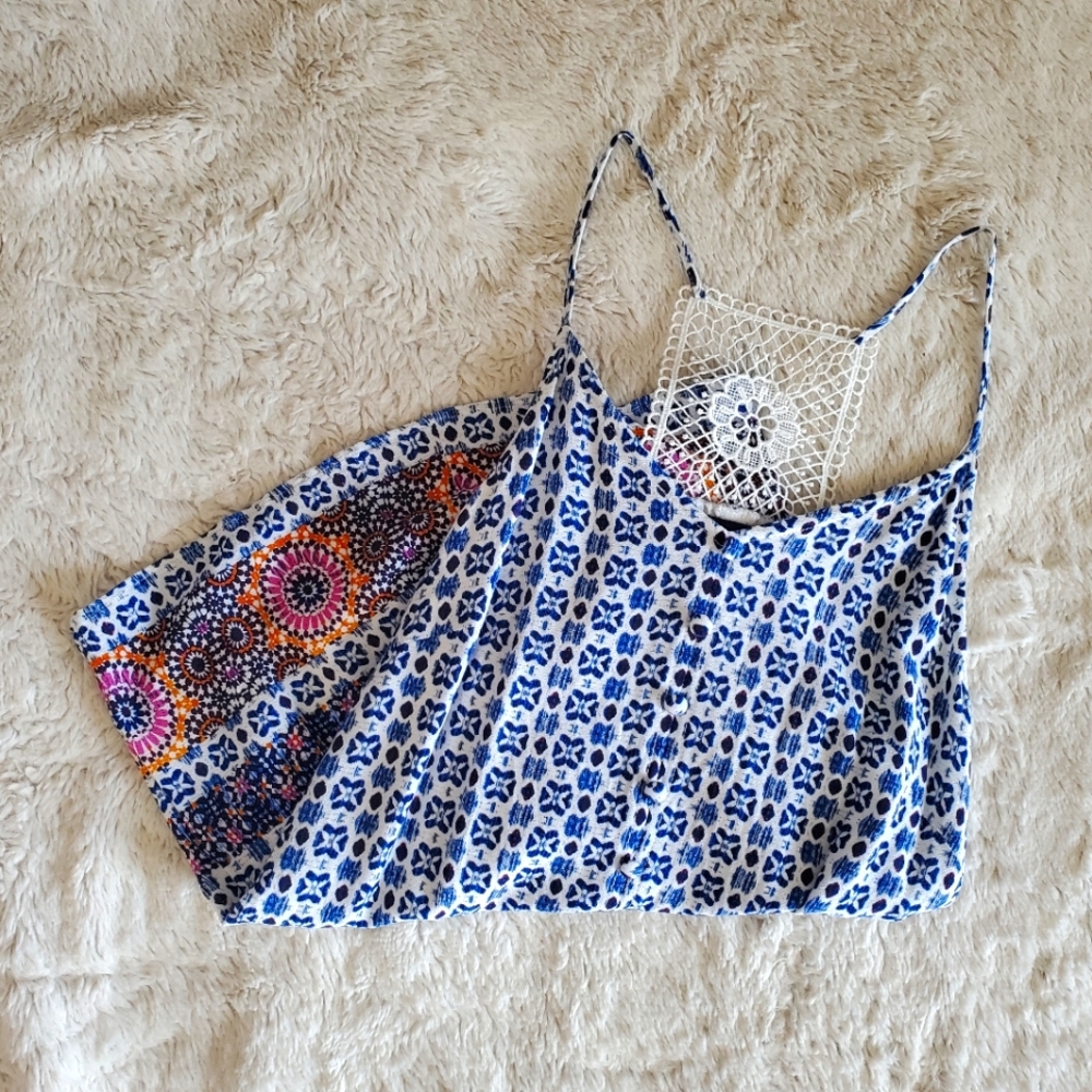 Strappy Blouse / Tank Top with Crochet Detail